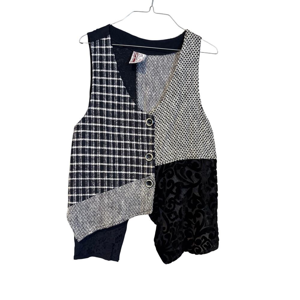 Neil & David Vintage Vest Shabby Chic Y2K USA Black White Size Small